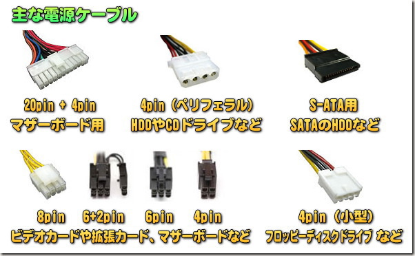 主な電源ケーブル